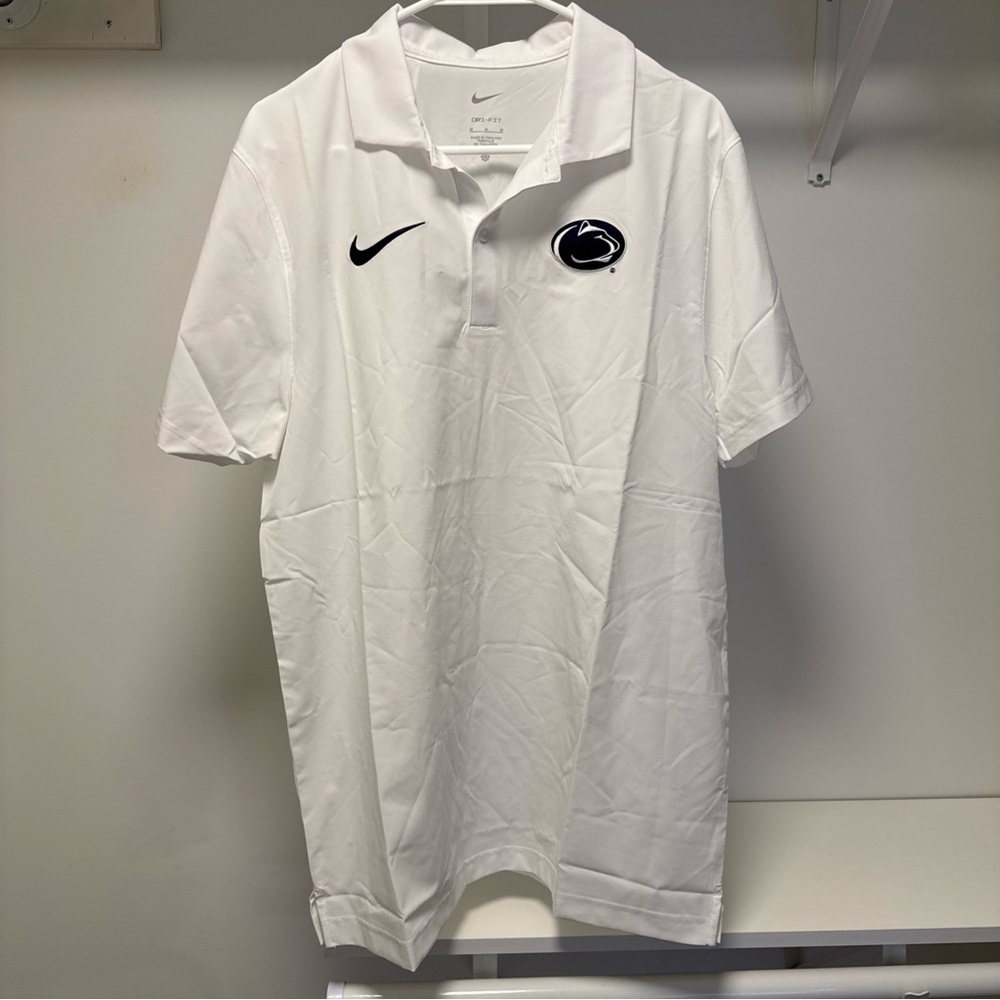 Penn State Nittany Lions Nike Dryfit Polo Men's White Team Issued Stitched